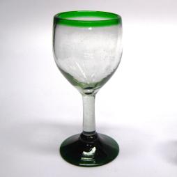  / Emerald Green Rim 7 oz Small Wine Glasses (set of 6)
